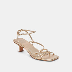 BEV HEELS GOLD METALLIC LEATHER - re:vita