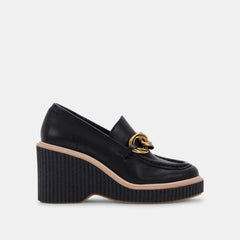 BRENAN WEDGES BLACK LEATHER - re:vita