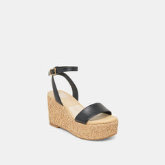 TALISA WEDGES BLACK LEATHER