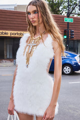 KELYN FUR MINI DRESS