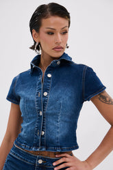 NEW CANADIAN TUX CROPPED SHORT SLEEVE BUTTON DOWN