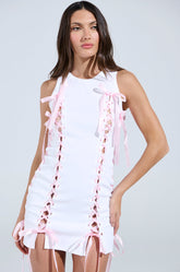 LULU TIE FRONT MINI DRESS