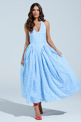 NEVER GONNA STOP PLAID MAXI DRESS