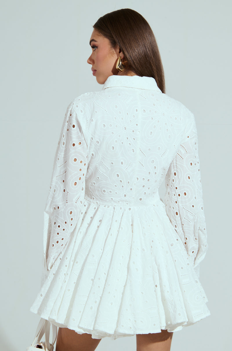 THE IT GIRL MINI DRESS IN EYELET