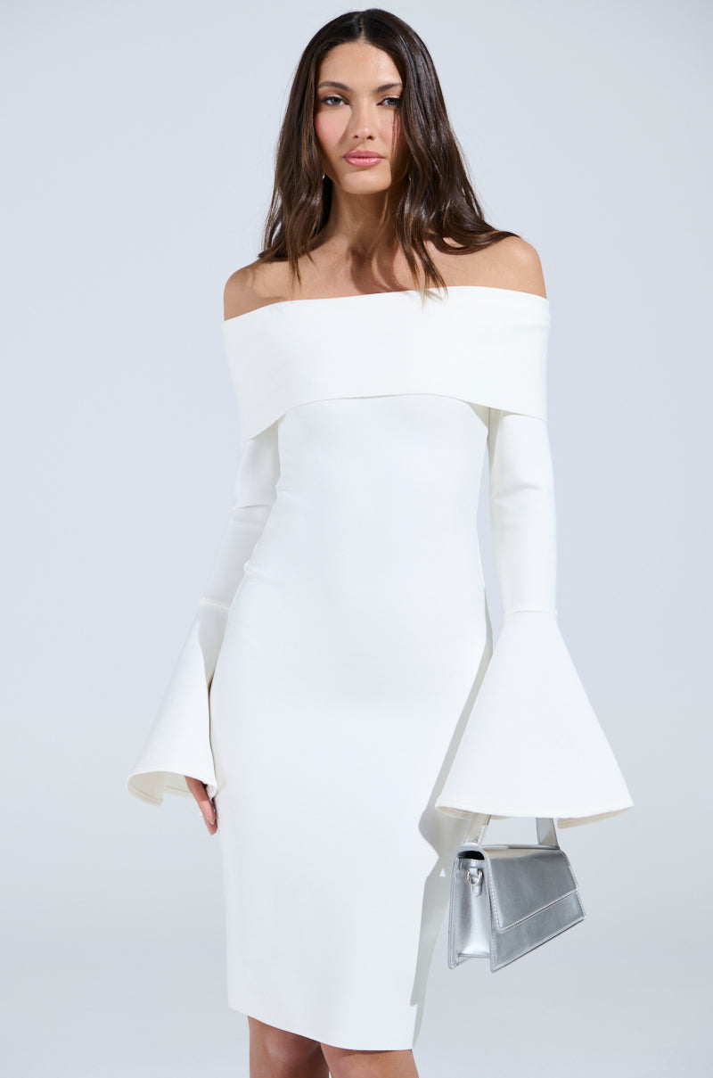 WORK OF ART BANDAGE MIDI DRES IN WHITE