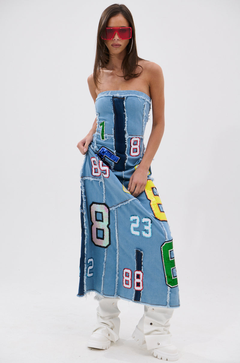 ABC 123 DENIM MAXI DRESS