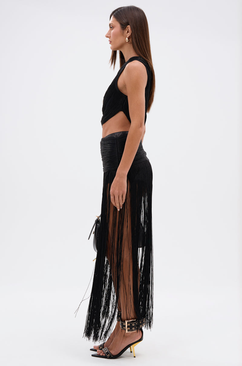 GINA SINGLE SHOULDER FRINGE TOP