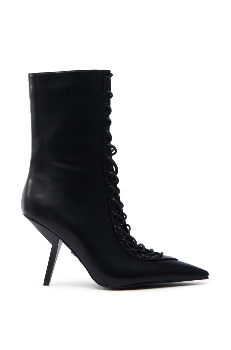 AZALEA WANG SILVA BLACK LACE UP STILETTO BOOTIE