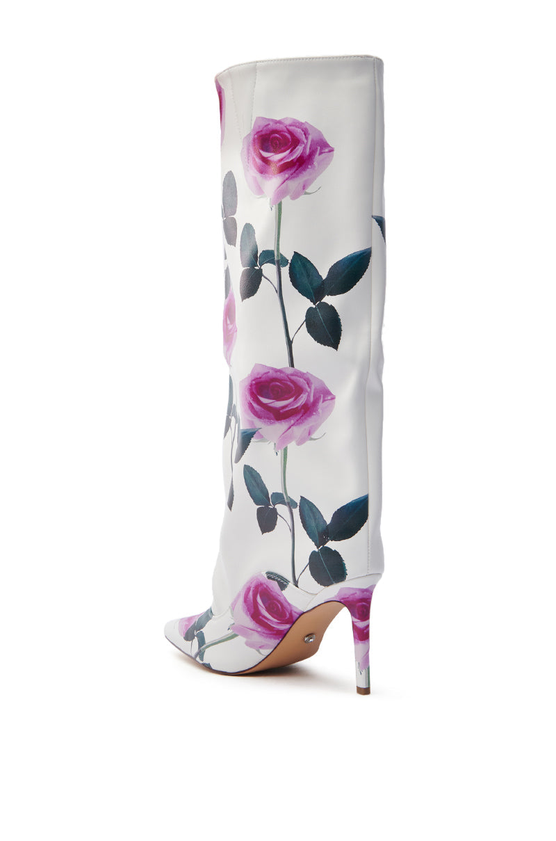 AZALEA WANG BRIDGIE WHITE FLORAL BOOT
