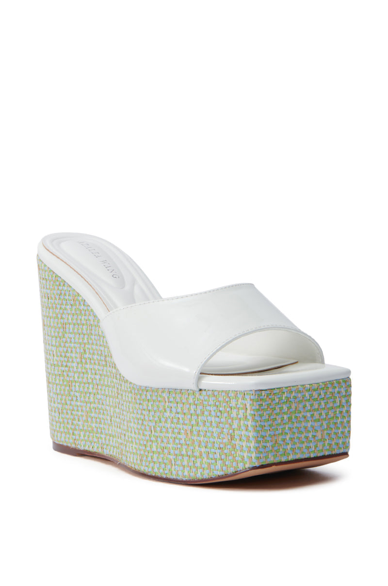 AZALEA WANG CHANDRIA WHITE TWEED WEDGE SANDAL