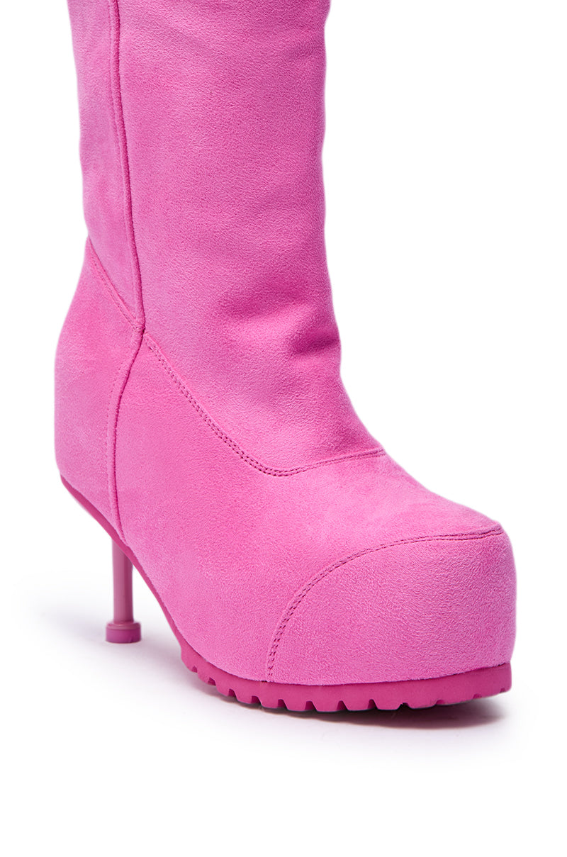 AZALEA WANG CLEDQYN PINK SUEDE STILETTO BOOT