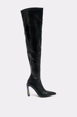 AZALEA WANG COSMIC BLING BLACK BOOT WITH EMBELLISHED HEEL