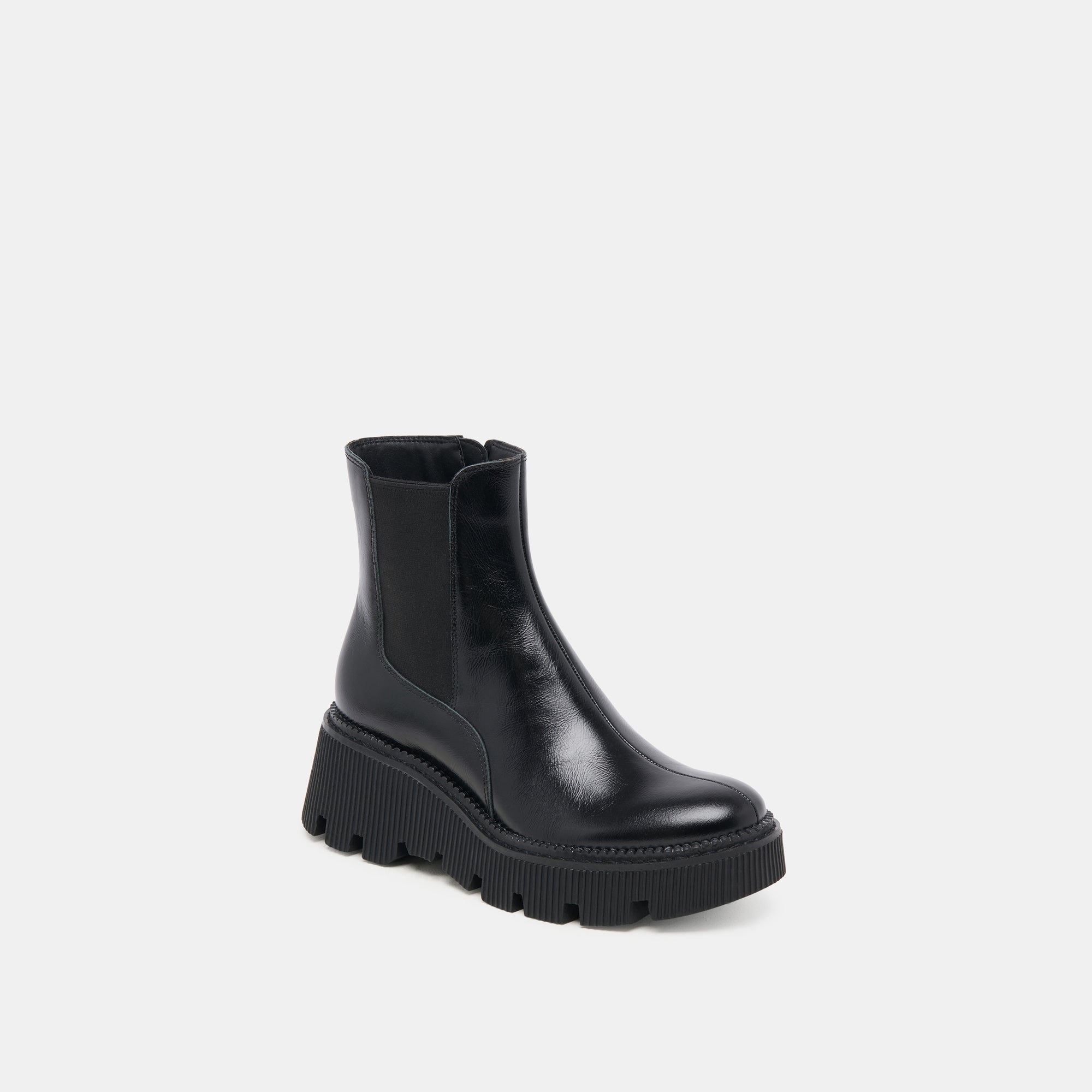 EMMET H2O WIDE BOOTS MIDNIGHT CRINKLE PATENT