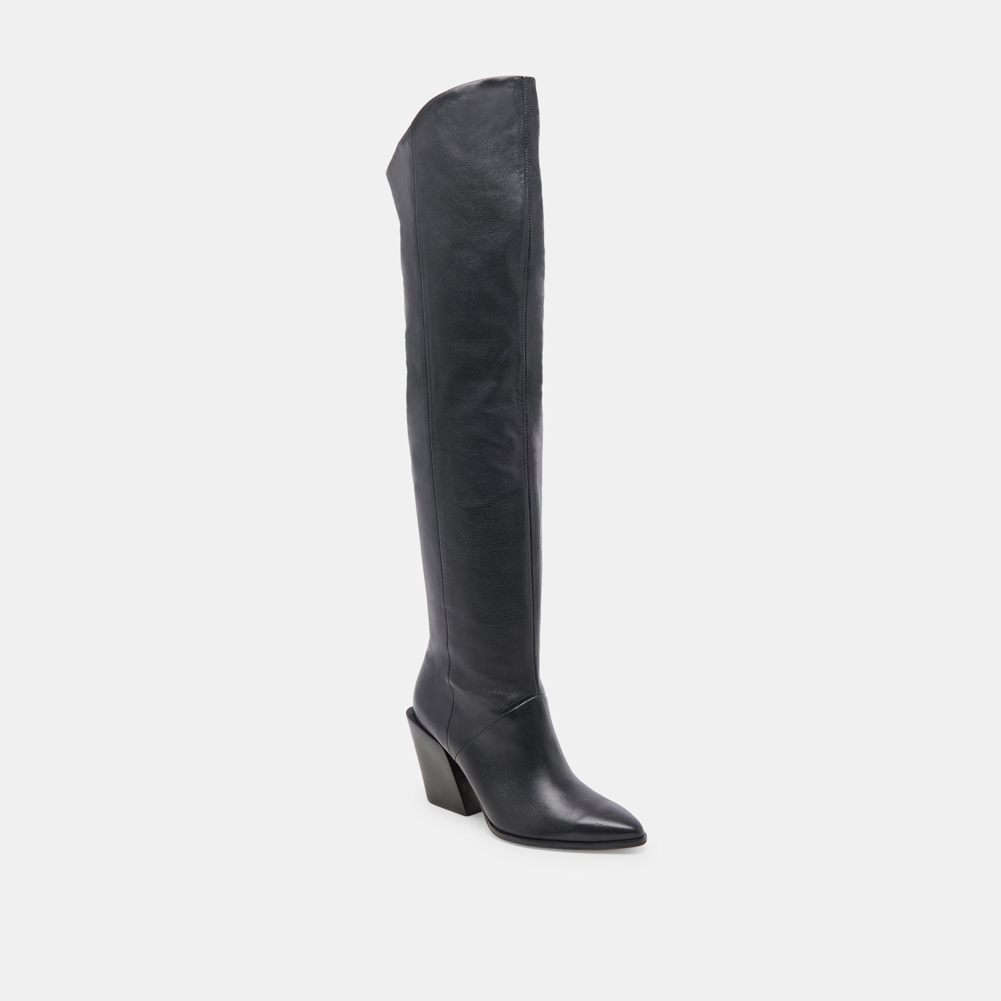 LUPIN WIDE CALF BOOTS BLACK LEATHER