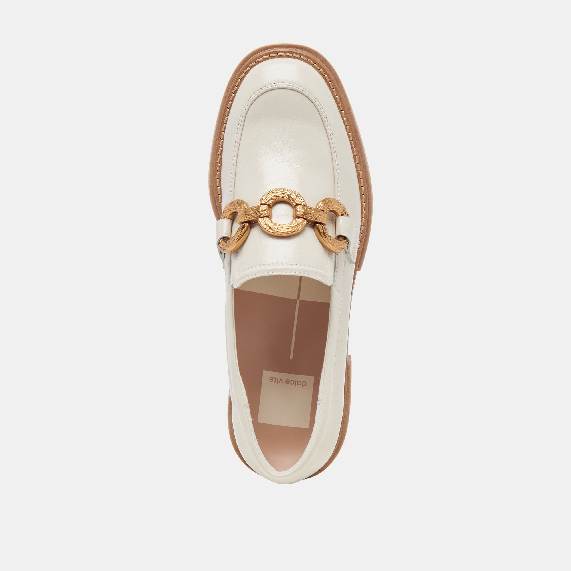 SHEENA LOAFERS IVORY CRINKLE PATENT - re:vita