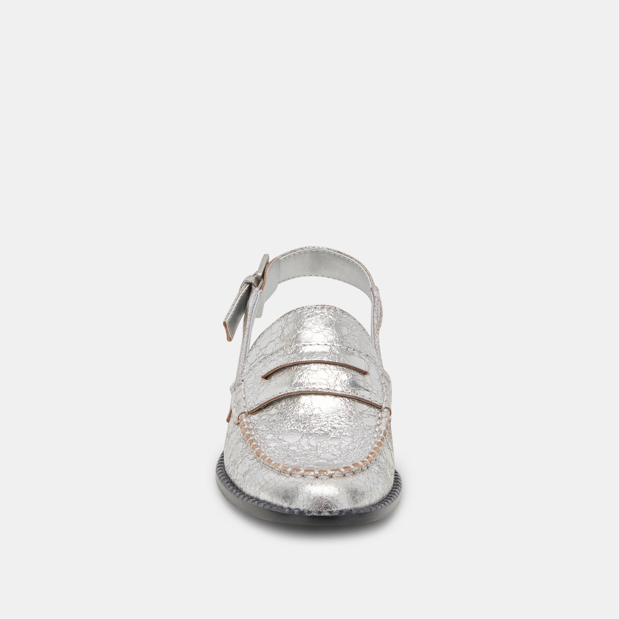 HARDI WIDE LOAFERS SILVER CRACKLED LEATHER - re:vita