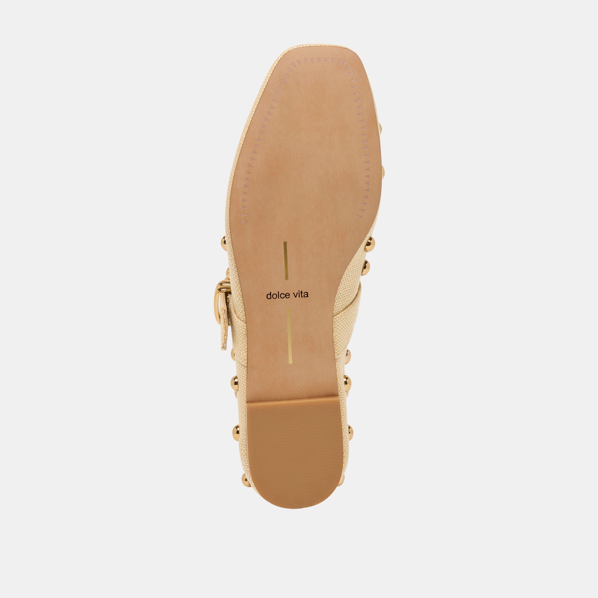 MIKEL STUD BALLET FLATS LT NATURAL RAFFIA