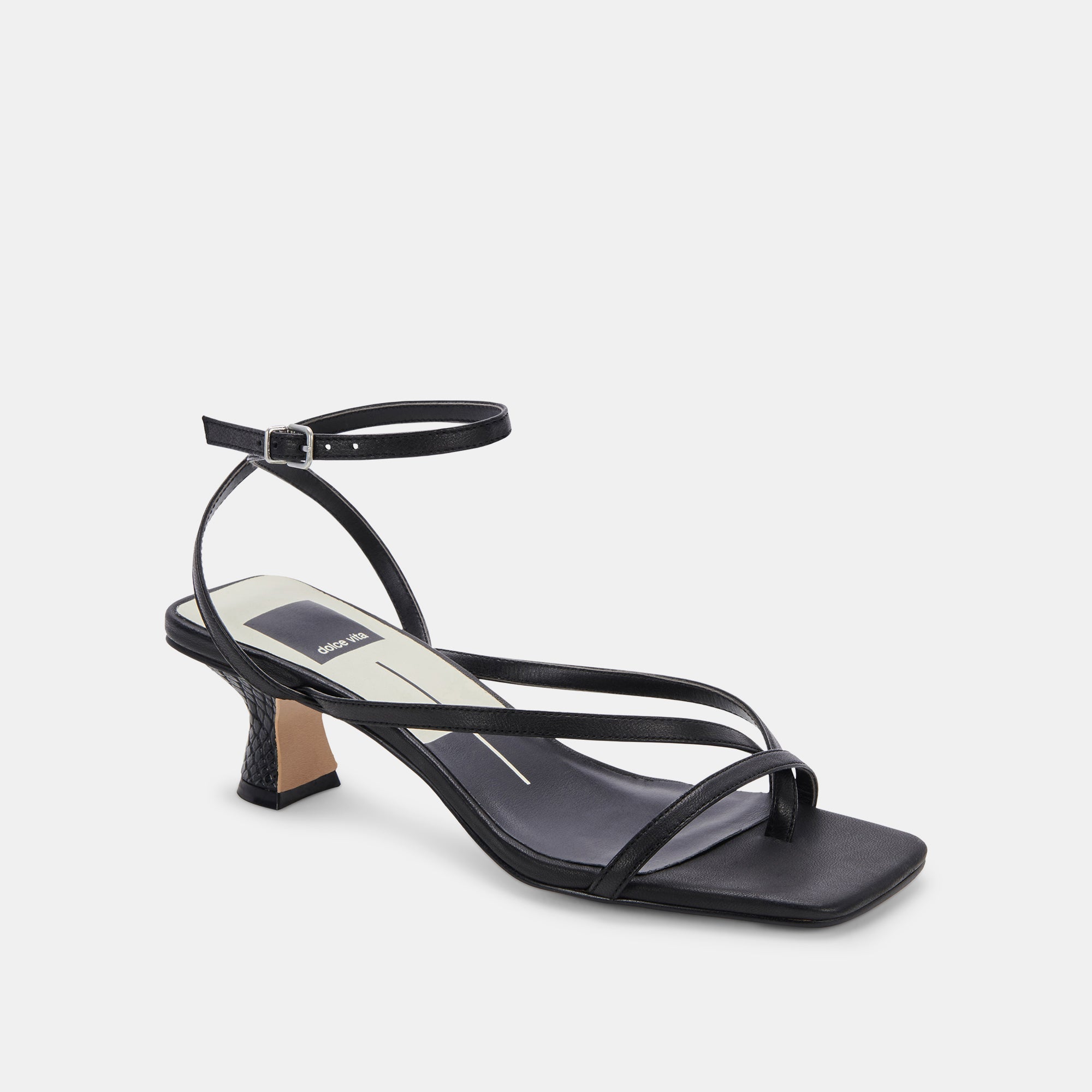BAYLOR HEELS BLACK LEATHER - re:vita