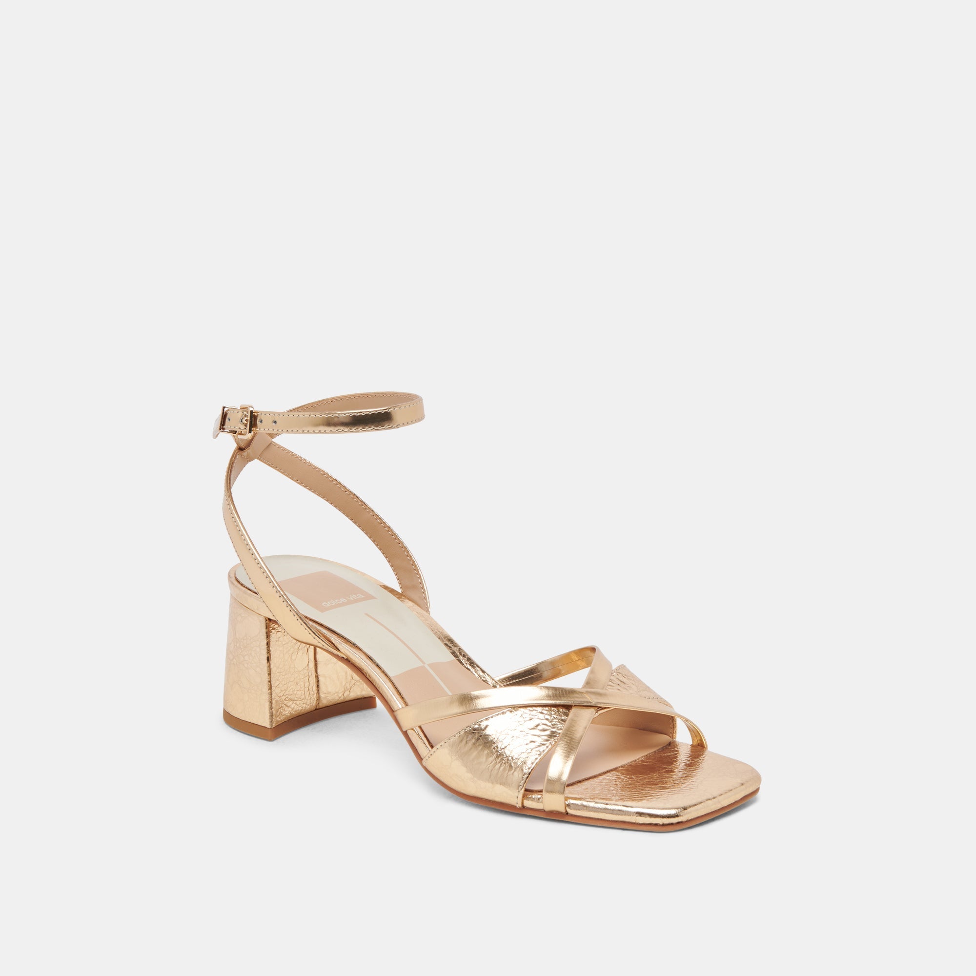 BLAKLY HEELS GOLD DISTRESSED LEATHER - re:vita