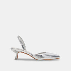 CORSA HEELS SILVER CRACKLED LEATHER - re:vita