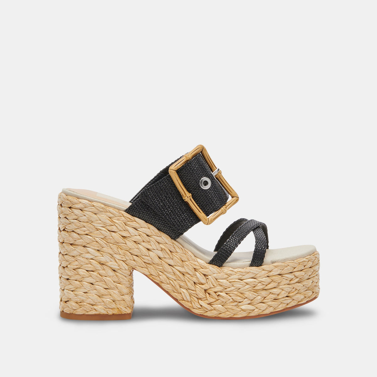 EDWINA HEELS ONYX RAFFIA - re:vita