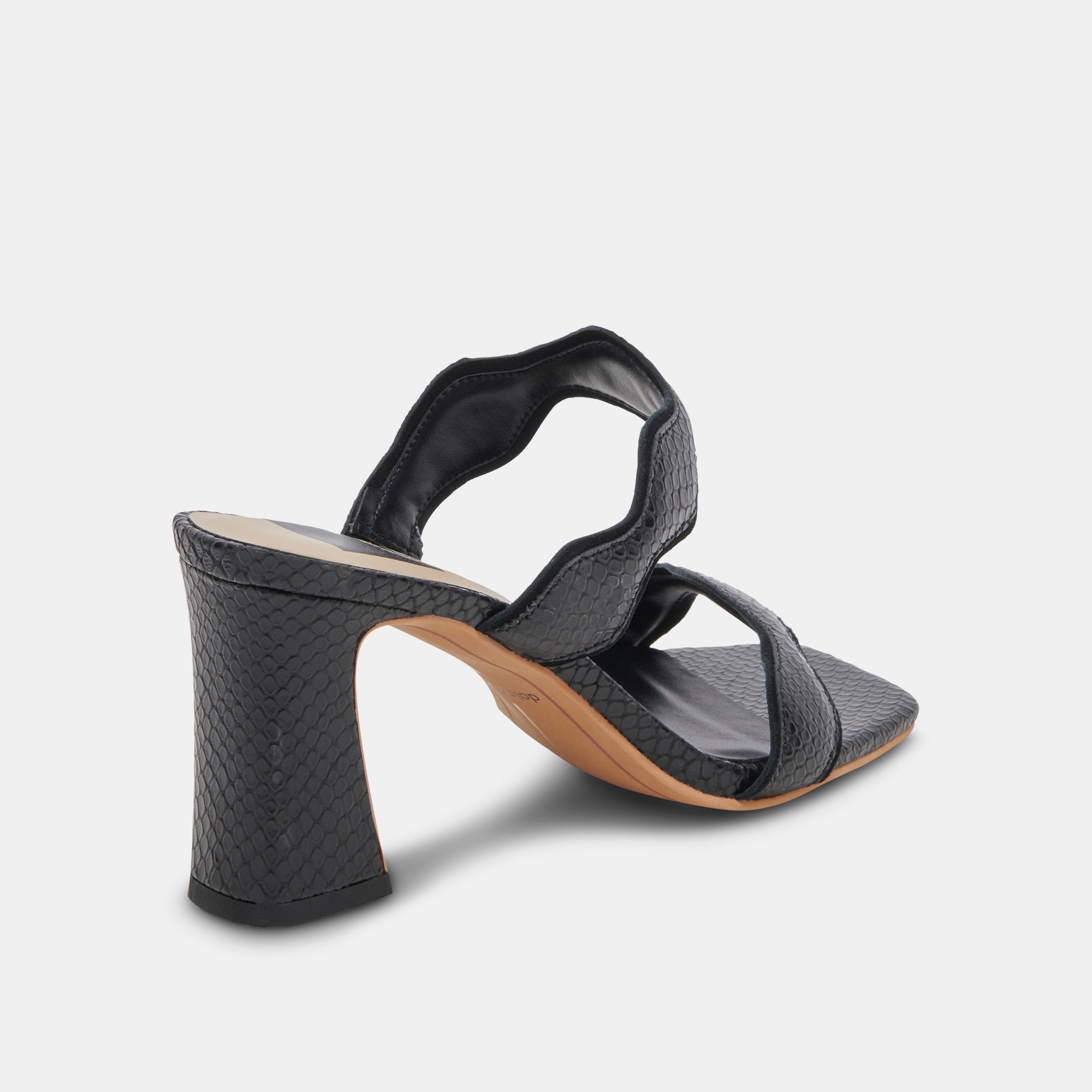 ILVA WIDE HEELS ONYX EMBOSSED LEATHER - re:vita