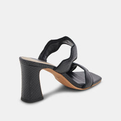 ILVA WIDE HEELS ONYX EMBOSSED LEATHER - re:vita