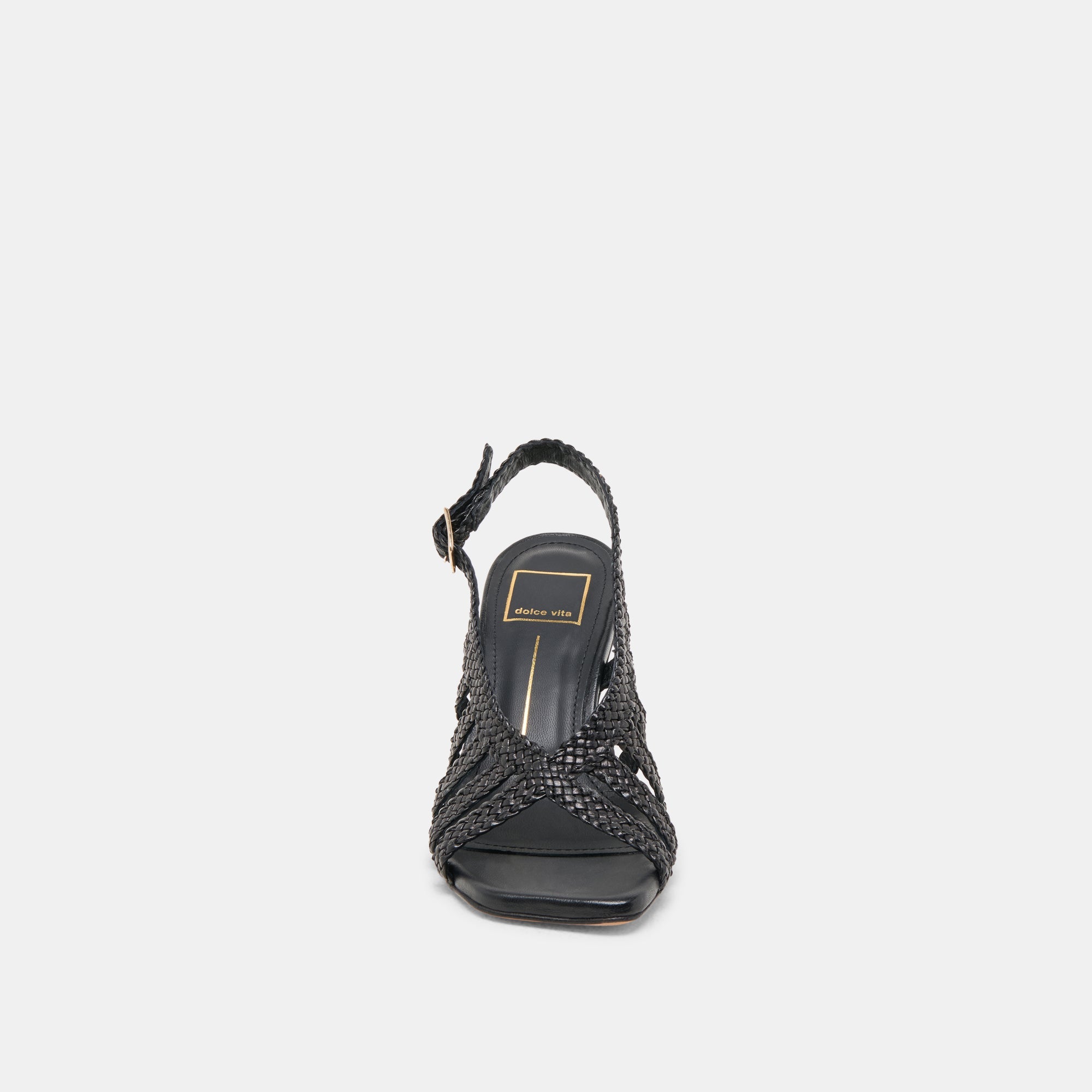 SICILY HEELS BLACK WOVEN LEATHER