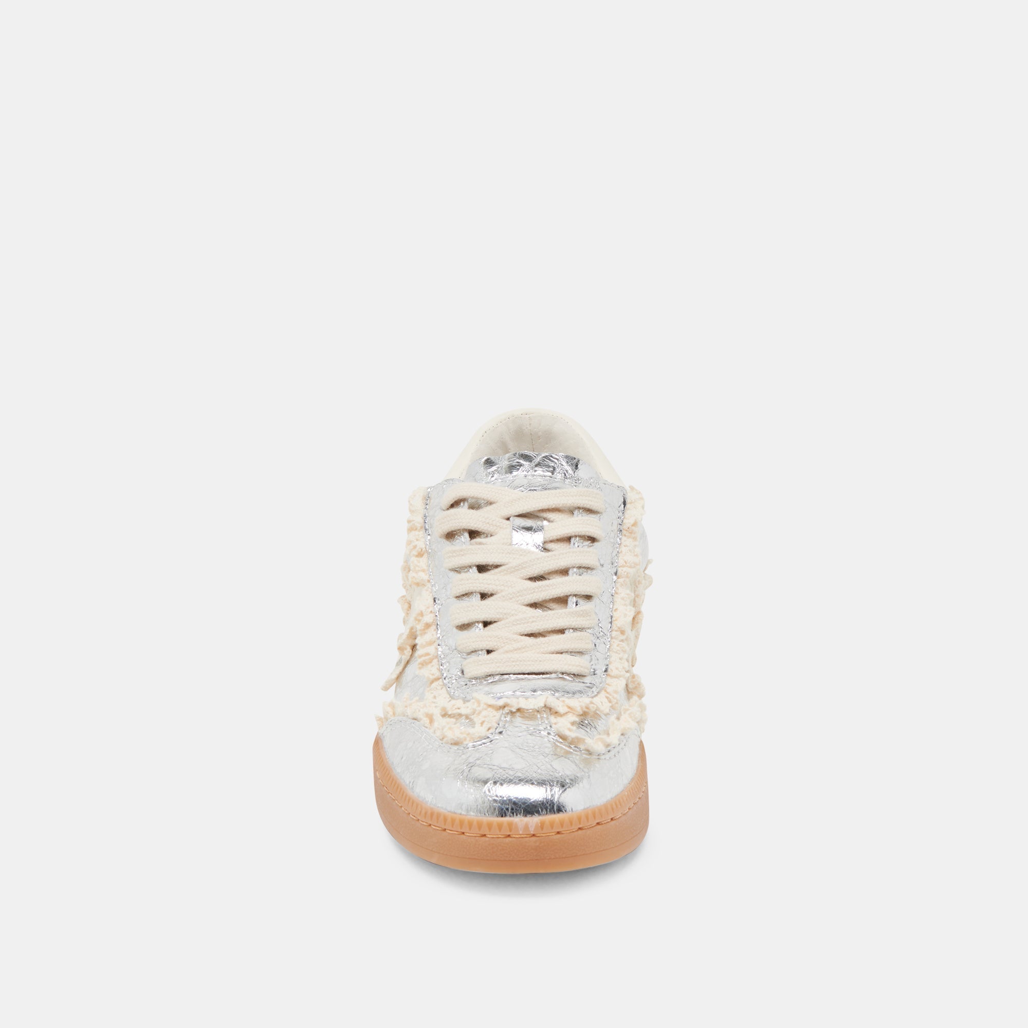 NOTICE LACE SNEAKERS SILVER DISTRESSED LEATHER - re:vita