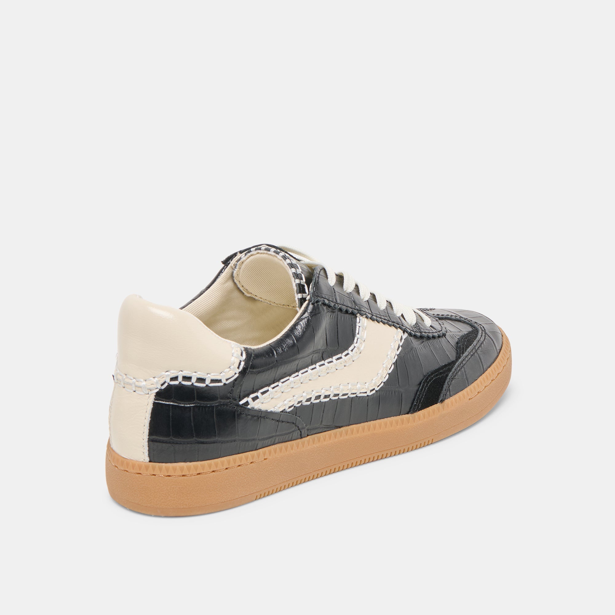 NOTICE STITCH SNEAKERS NOIR CROCO EMBOSSED LEATHER