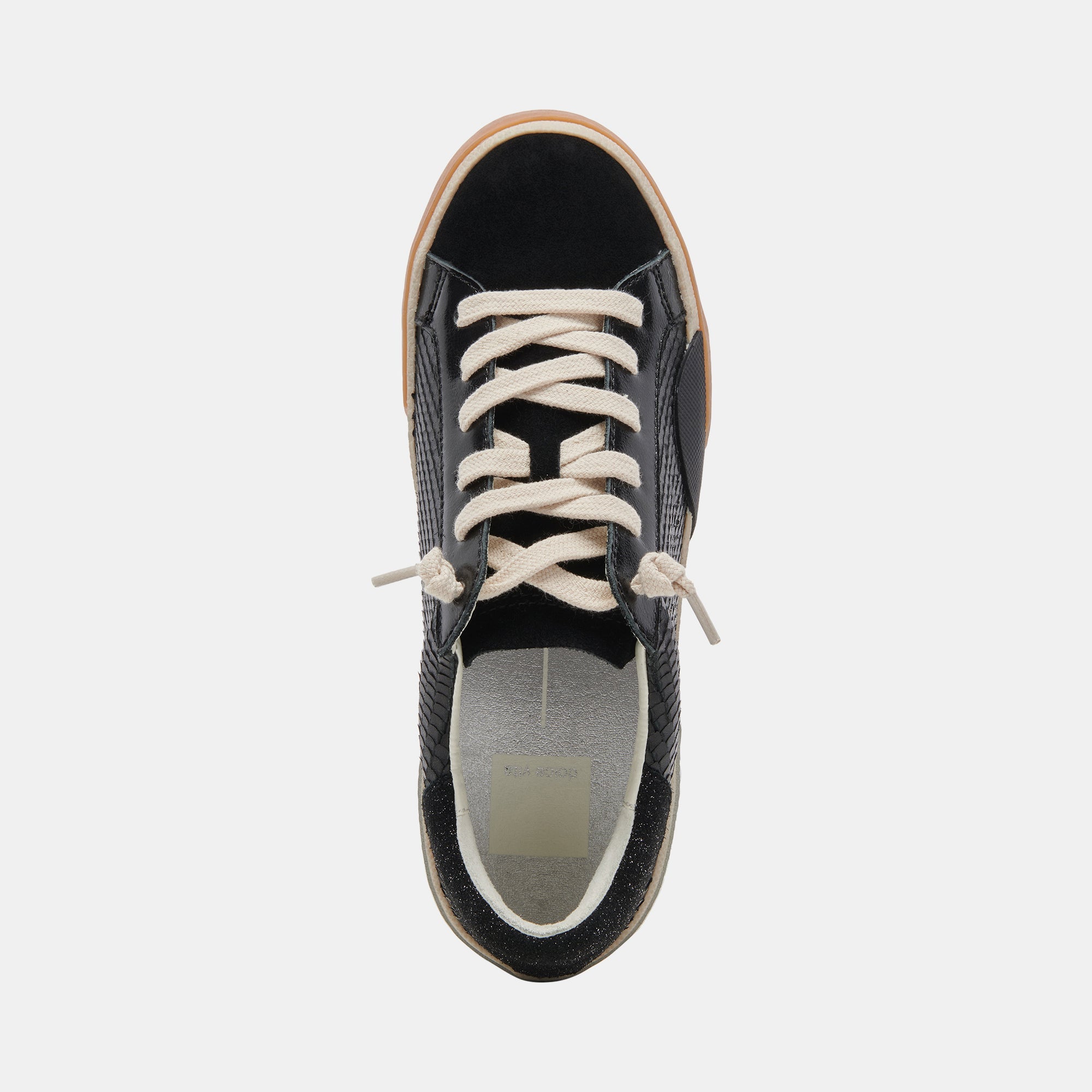 ZINA WIDE SNEAKERS ONYX EMBOSSED LEATHER - re:vita