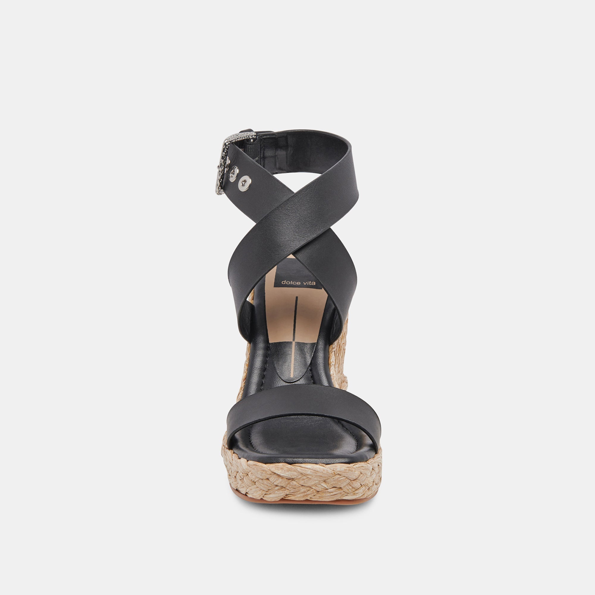 ALDONA WEDGES BLACK LEATHER - re:vita