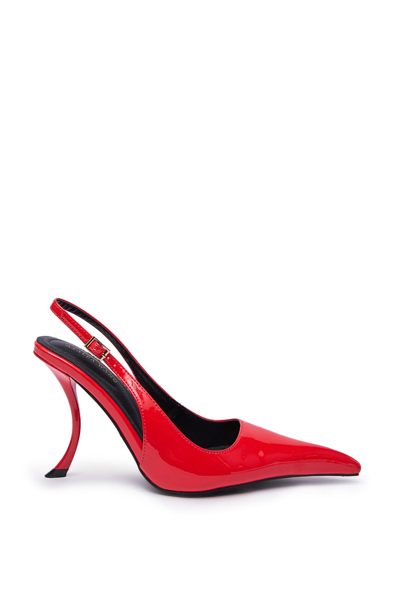 AZALEA WANG EMANUELA RED SHARP TOE SLING BACK PUMP