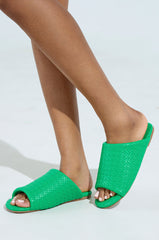 AKIRA GAIA GREEN BRAIDED FLAT SLIP ON SANDAL