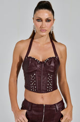 TEMPTATION'S BEST FRIEND CORSET IN BURGUNDY