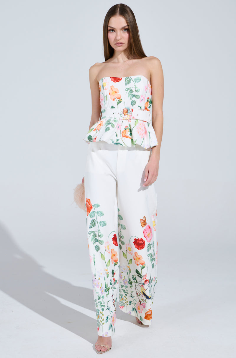 IRIS FLORAL PEPLUM BLOUSE