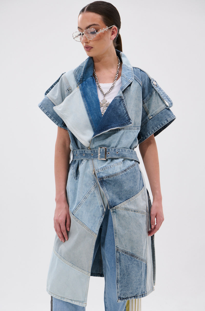 ESTELLE PATCHWORK DENIM VEST