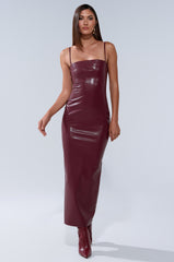 SHAI PU MIDI DRESS IN BURGUNDY