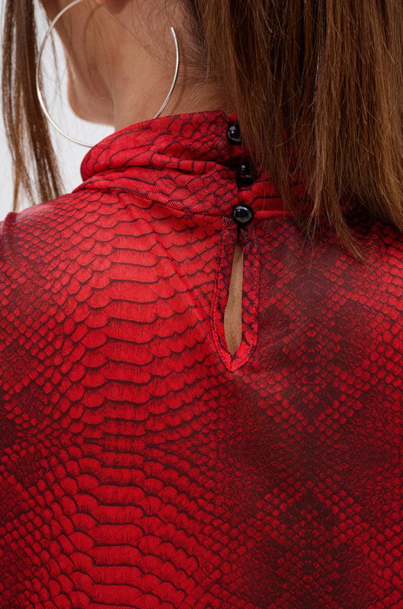 SEXY LITTLE SNAKE MESH TOP IN RED