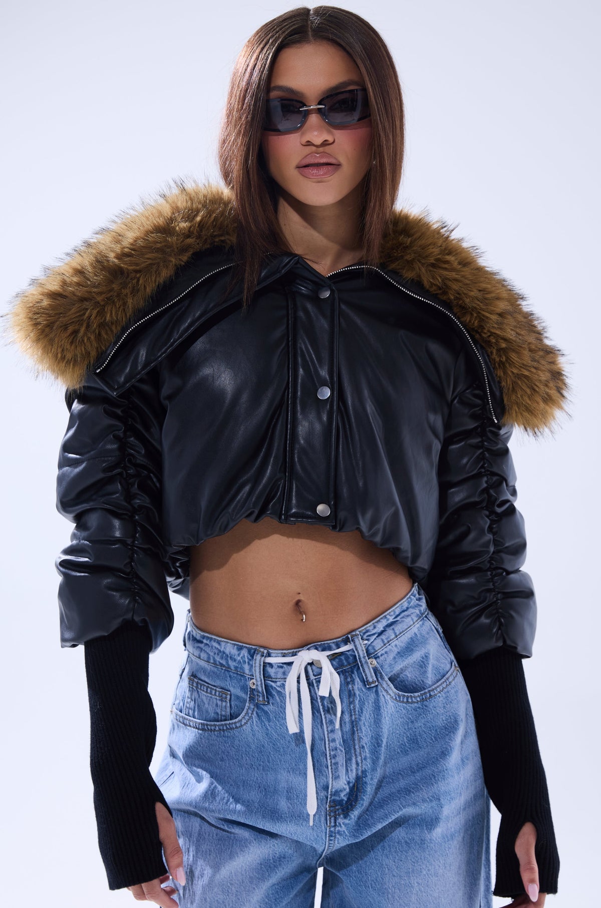 KICKBACK FUR TRIM BOMBER