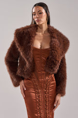 POPPY CROPPED FAUX FUR IN BROWN
