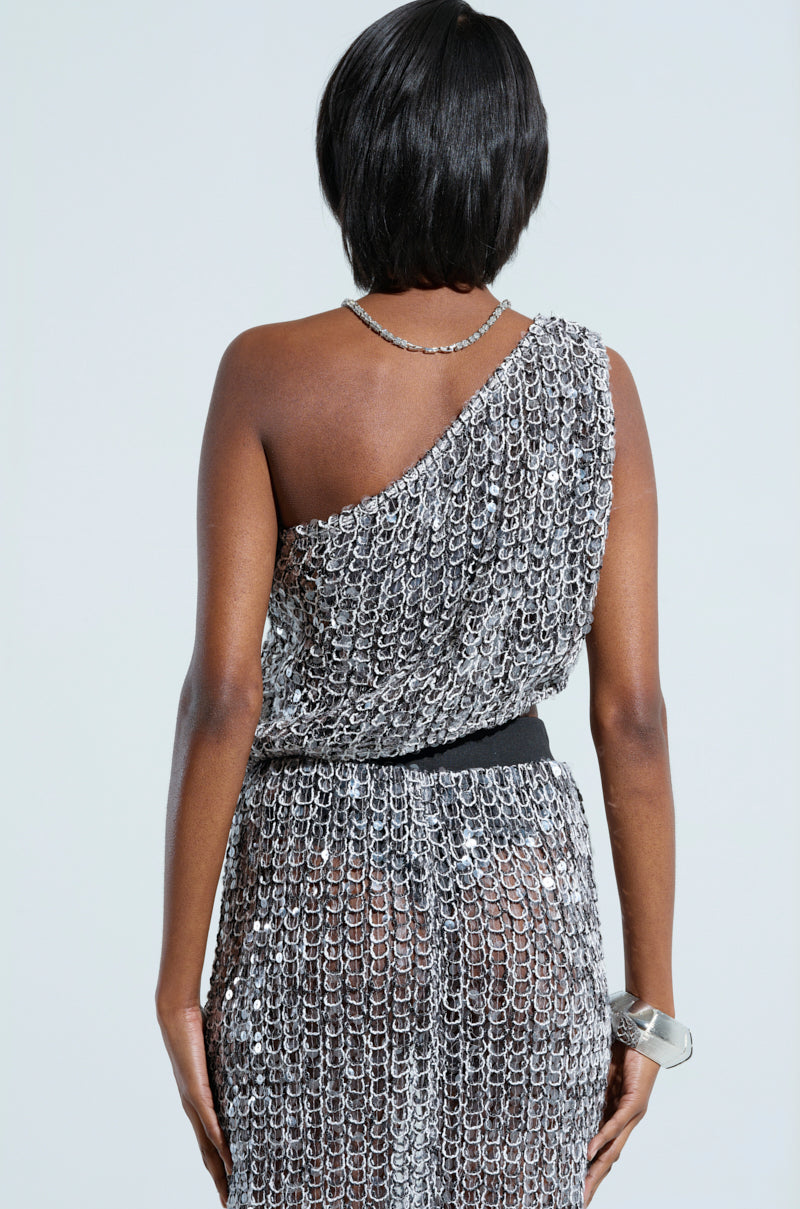 DONT MIND ME SEQUIN ONE SHOULDER TOP