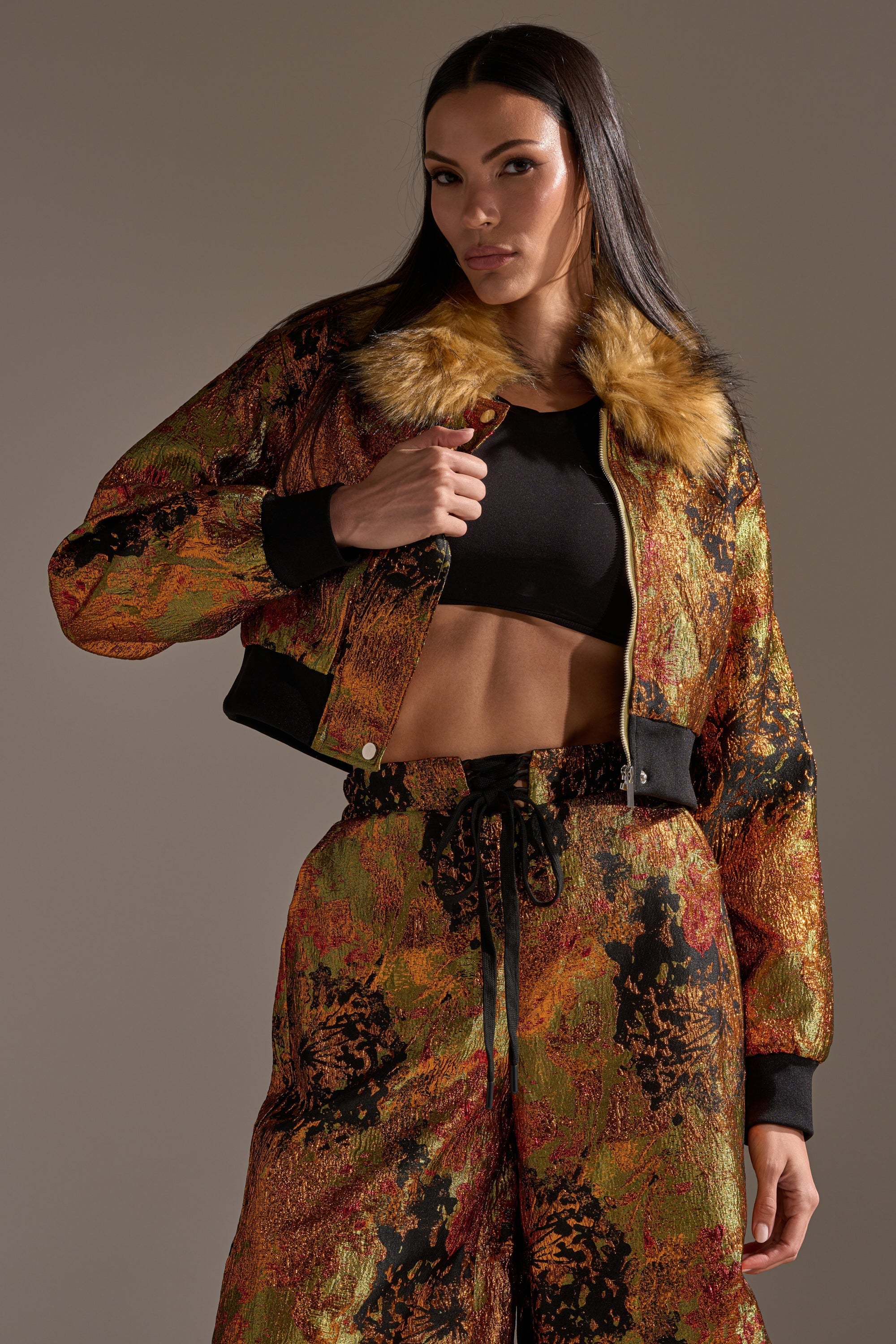 TWIN FLAME BROCADE BOMBER