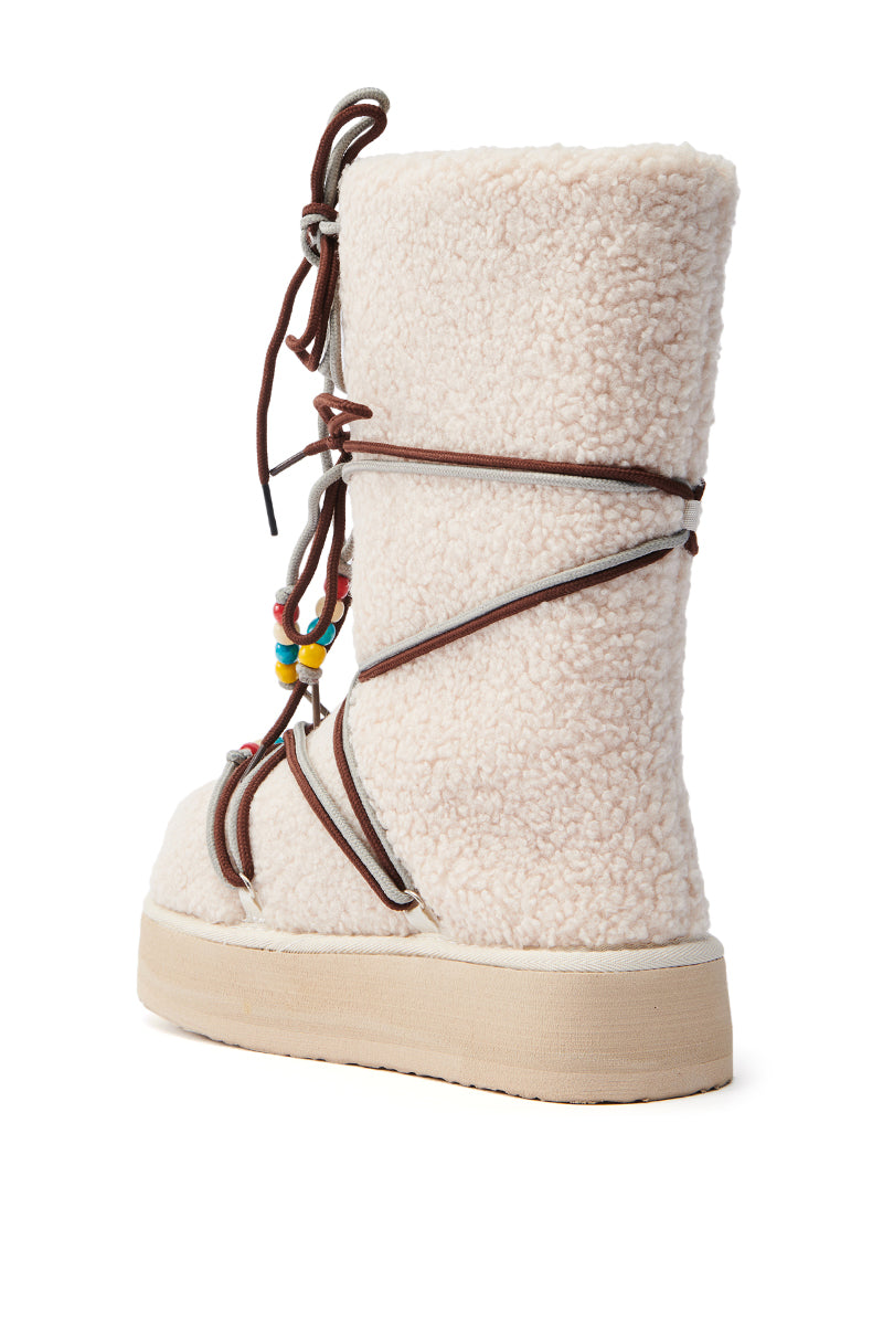 TIGHTROPES BEIGE SHERPA WITH BEADS FLAT BOOTIE