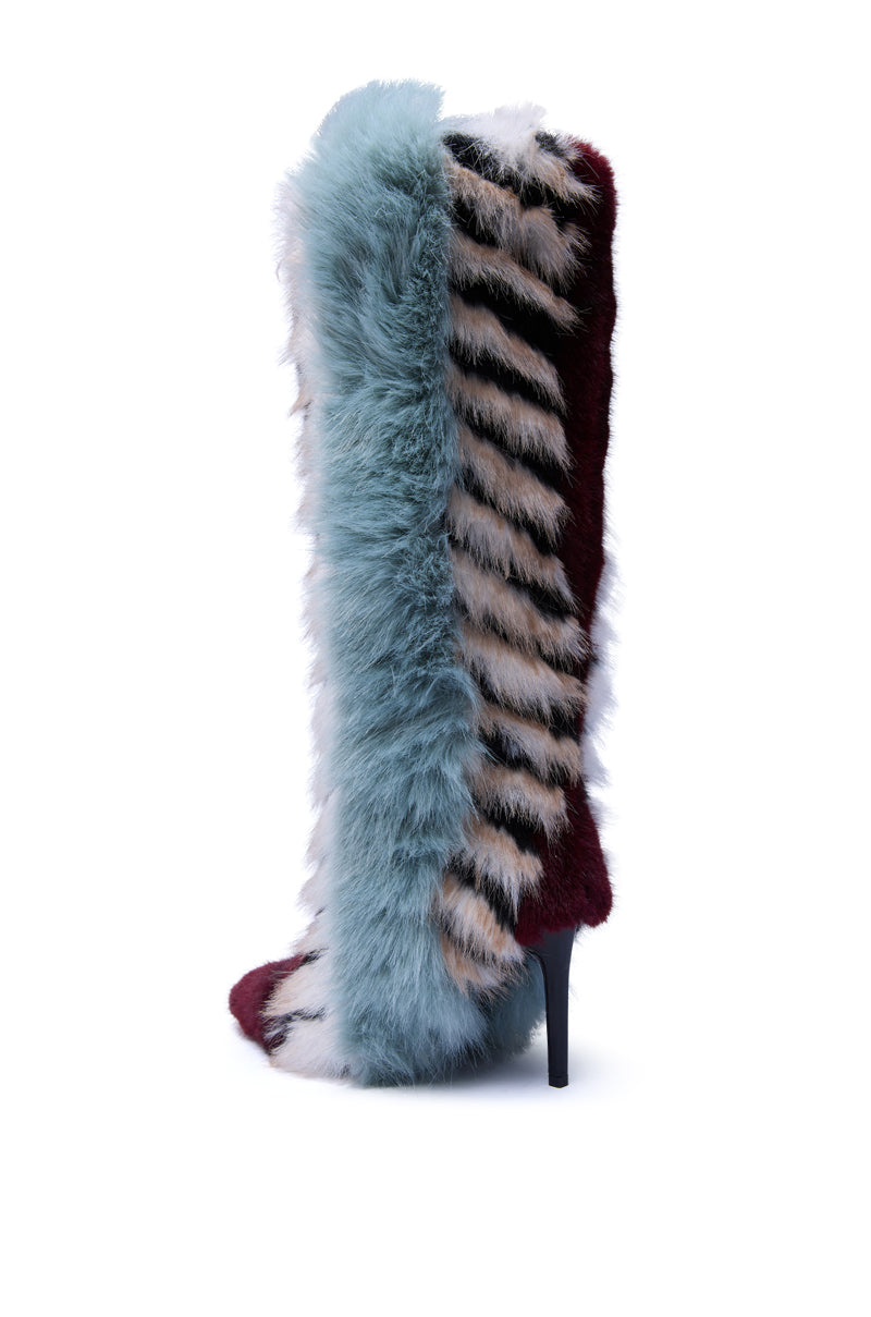 AZALEA WANG UPSELLA BLUE MULTI STILETTO BOOT