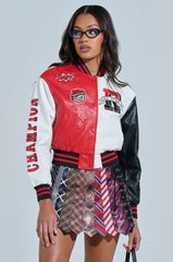 CHAMPIONS LEAGUE FAUX LEATHER BOMBER