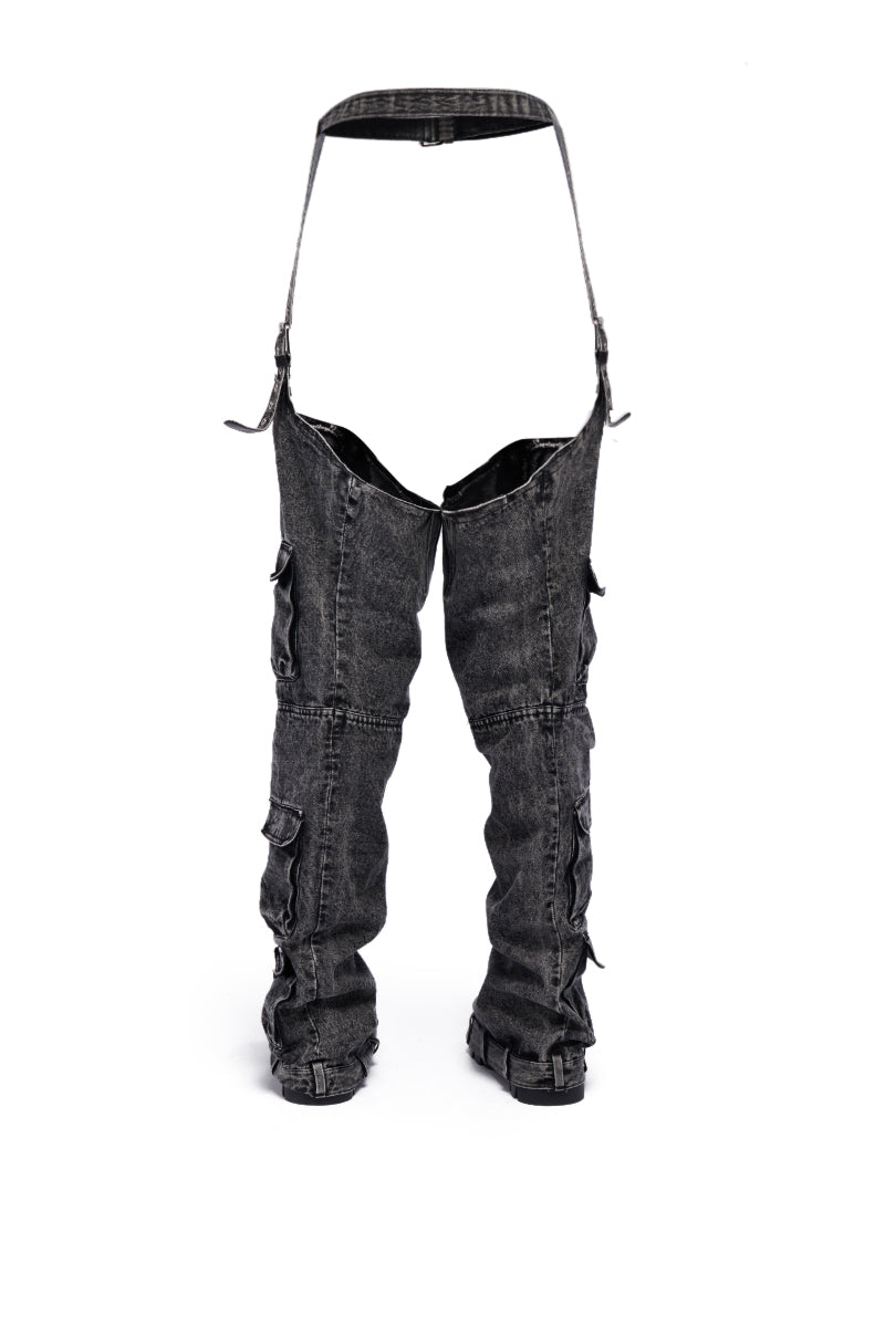 AZALEA WANG FAUSTA DENIM CHAP BOOT