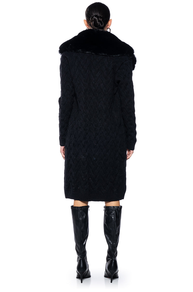 BABBS KNIT TRENCH WITH FAUX FUR LINING