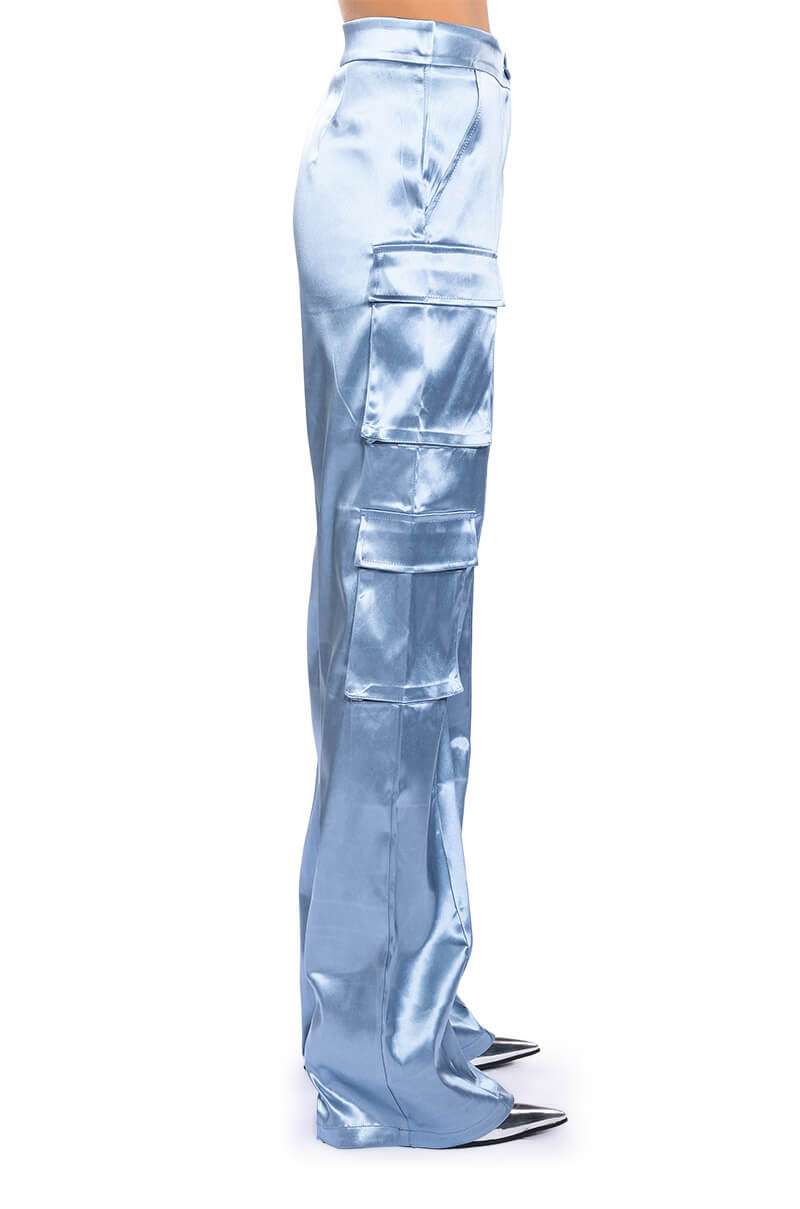 BEAUTY RAINS SATIN CARGO PANTS