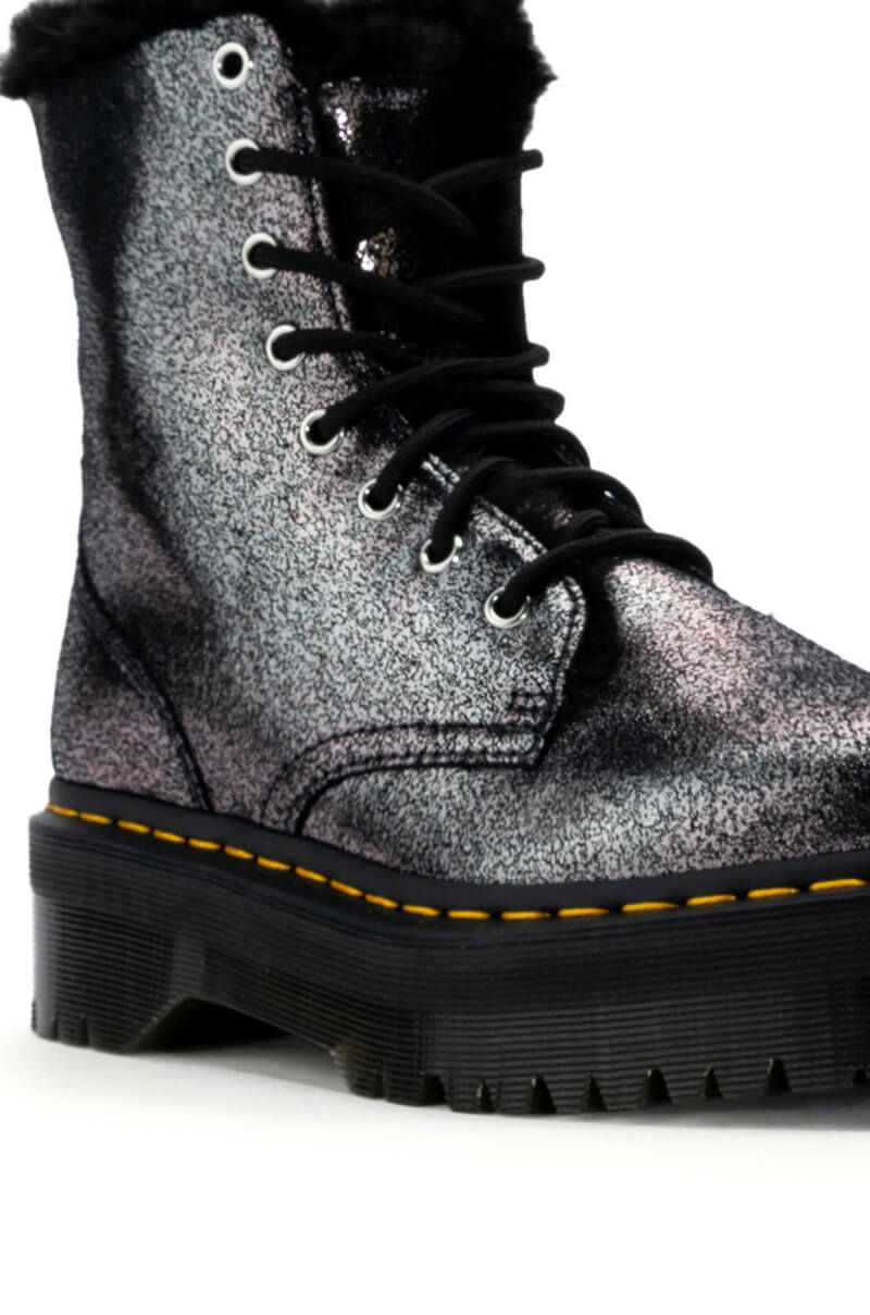DR MARTENS JADON FUR LINED DISTRESSED METALLIC
